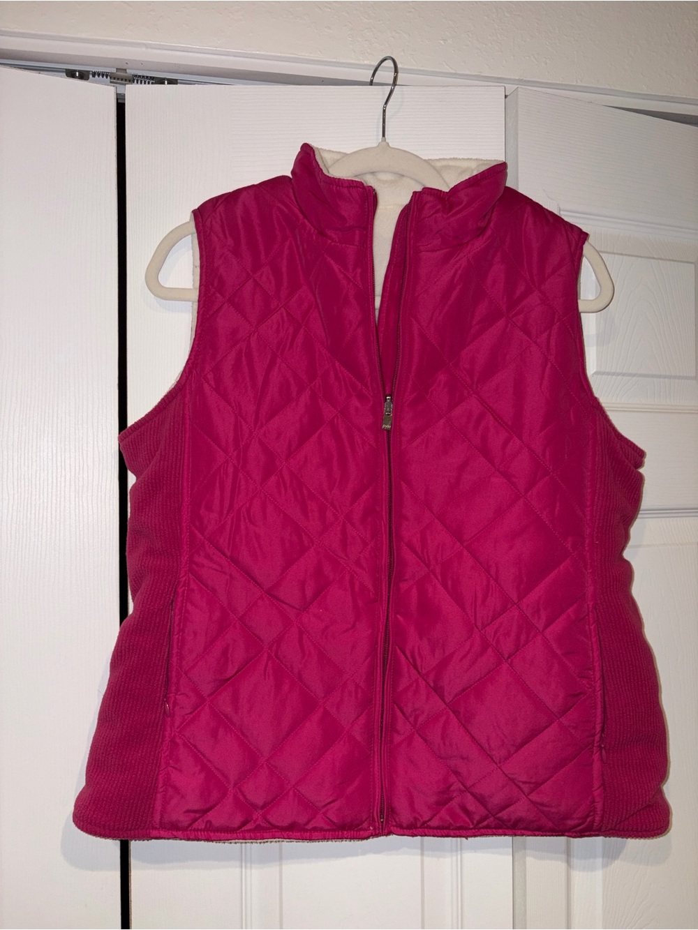 IZOD Reversible Quilted Hot Pink Women's Zip-Front Vest - Sleeveless Outerwear